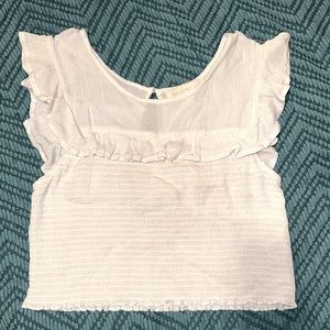 Madden Girl Woman’s Juniors Ruffled Sleeveless White Blouse XL